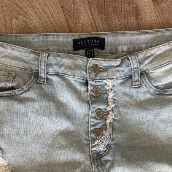 Just USA Light Blue Distressed Ankle Jeans - Picture 2 of 3